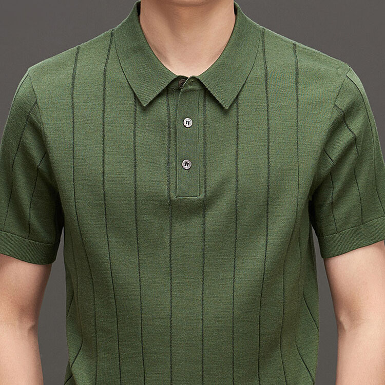 Sweter z krótkim rękawem w paski polo